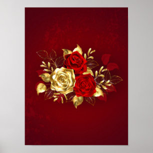 Three Jewellery Roses Poster