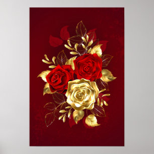 Three Jewellery Roses Poster
