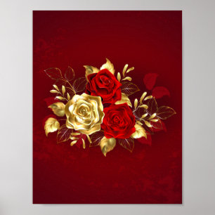 Three Jewellery Roses Poster
