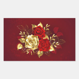 Three Jewellery Roses Rectangular Sticker