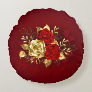 Three Jewellery Roses Round Cushion
