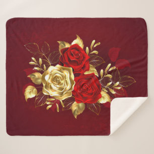 Three Jewellery Roses Sherpa Blanket