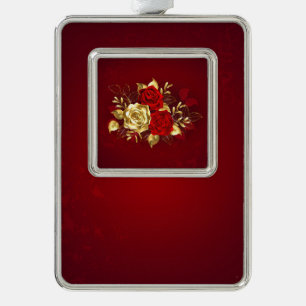 Three Jewellery Roses Silver Plated Framed Ornament