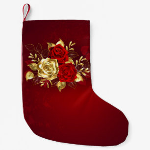 Three Jewellery Roses Small Christmas Stocking