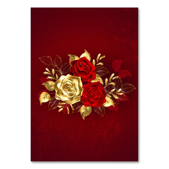 Three Jewellery Roses Table Number (Front)