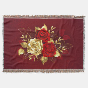 Three Jewellery Roses Throw Blanket