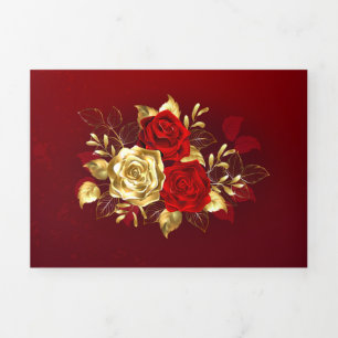 Three Jewellery Roses Tri-Fold Card