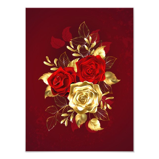 Three Jewelry Roses Photo Print (Front)