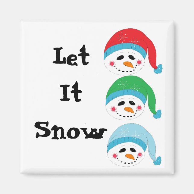 Three Jolly Faced Snowmen Magnet (Front)