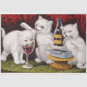 Three Jolly Kittens at the Feast Tissue Paper
