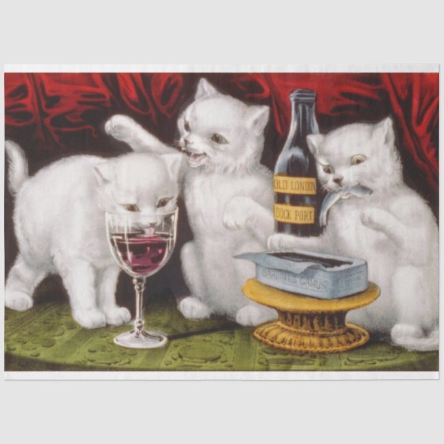 Three Jolly Kittens at the Feast Tissue Paper (Front)