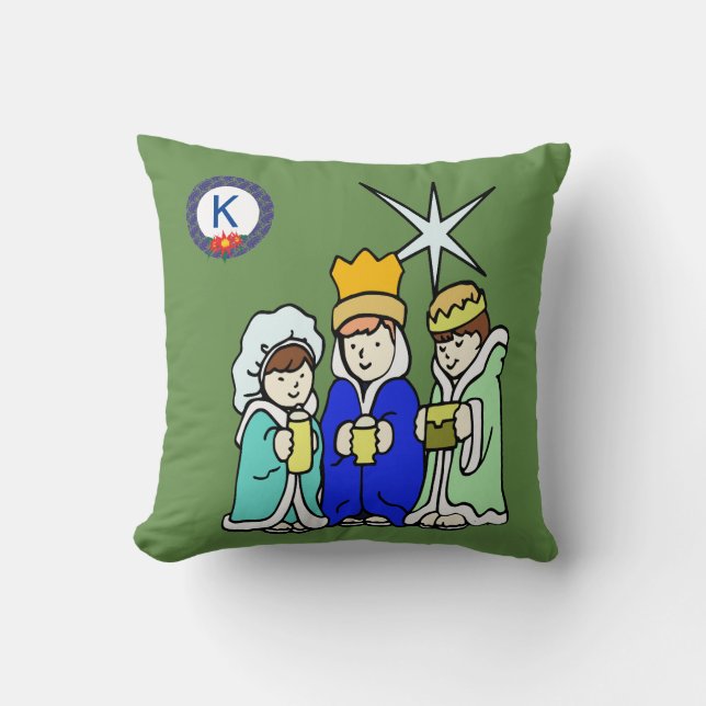 Three Kids as Wise Men and a Monogram Cushion (Front)