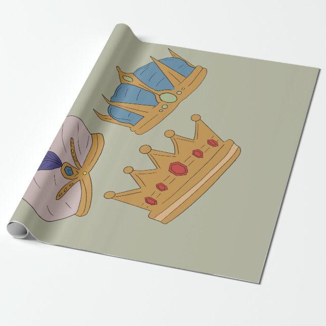 THREE KING CROWN WRAPPING PAPER (Unrolled)