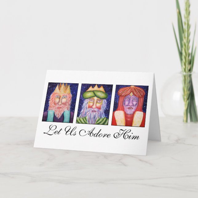 Three Kings Art "Let Use Adore Him" Christmas Holiday Card (Front)