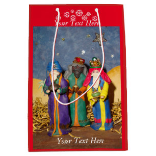 Three kings bearing gifts for baby Jesus christmas Medium Gift Bag