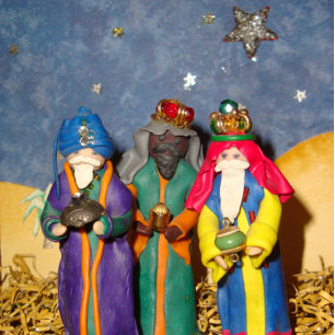 Three kings bearing gifts for baby Jesus christmas Square Sticker