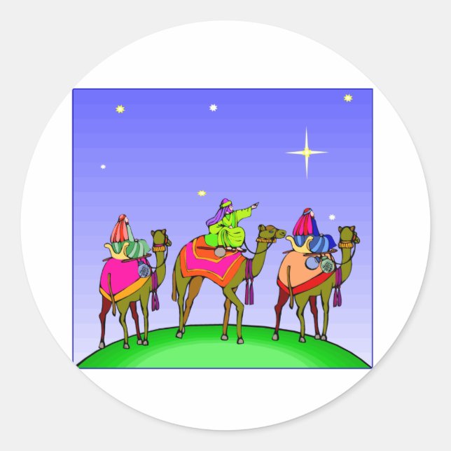 Three Kings Follow Star Classic Round Sticker (Front)