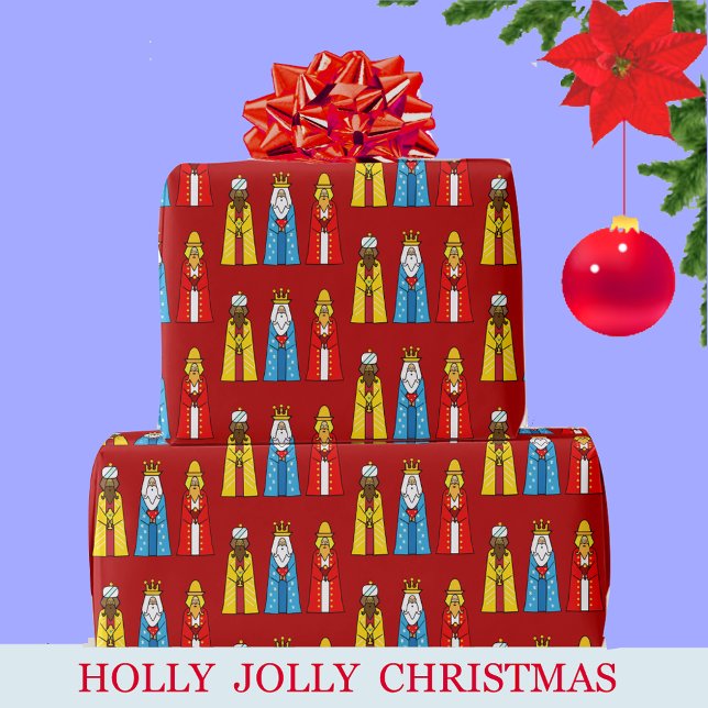 Three Kings on Red Christmas Wrapping Paper (Creator Uploaded)