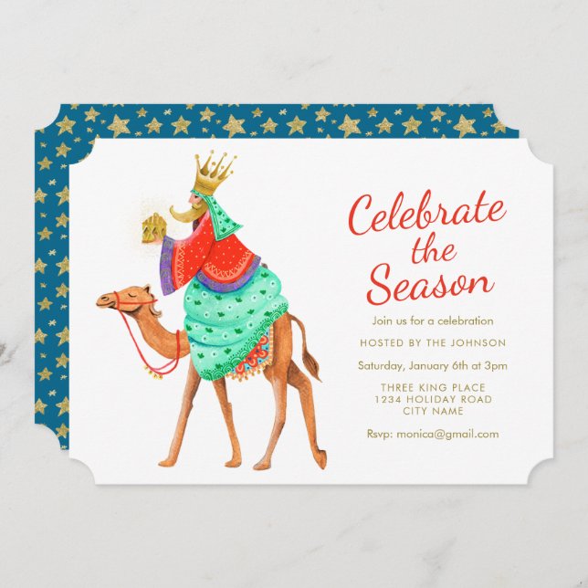 Three Kings | Season | Gold Glitter | Invitations (Front/Back)
