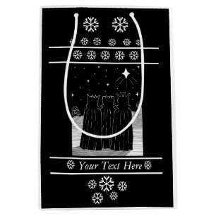 Three kings star black and white christmas design medium gift bag