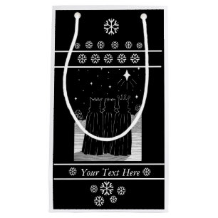 Three kings star black and white christmas design small gift bag