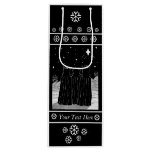 Three kings star black and white christmas design wine gift bag