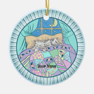 Three Kitten Cats Sleep Ceramic Ornament