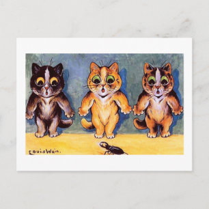 Three Kittens and Beetle, Louis Wain Postcard