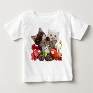 Three kittens and hearts baby T-Shirt