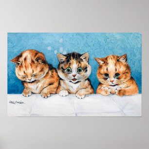 Three Kittens, Cat, Louis Wain Poster