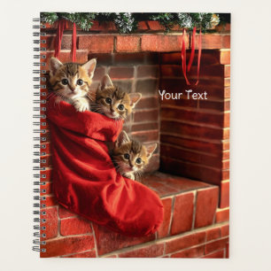 Three kittens in a Christmas Stocking Planner