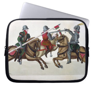 Three knights at a tournament, plate from 'A Histo Laptop Sleeve