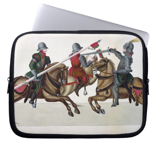 Three knights at a tournament, plate from 'A Histo Laptop Sleeve (Front)