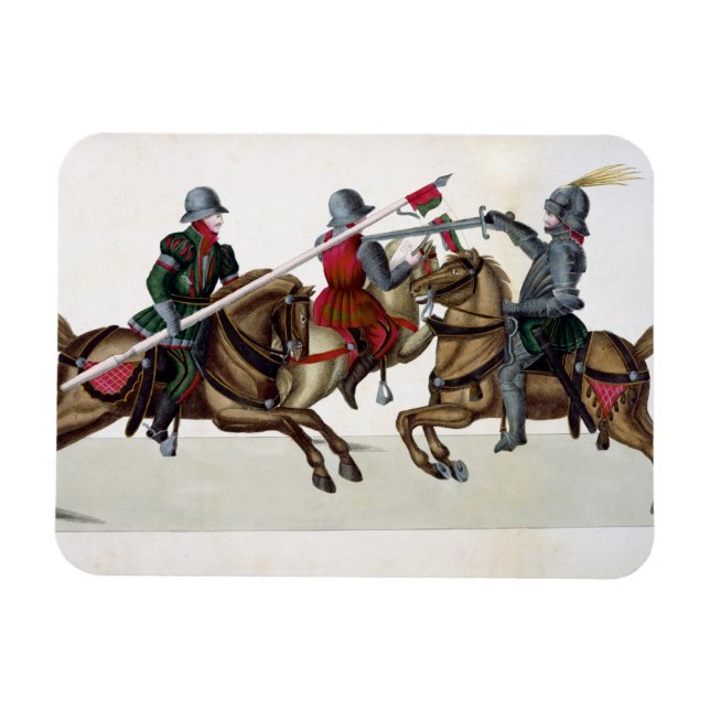 Three knights at a tournament, plate from 'A Histo Magnet (Horizontal)