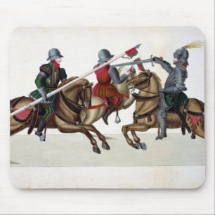 Three knights at a tournament, plate from 'A Histo Mouse Pad