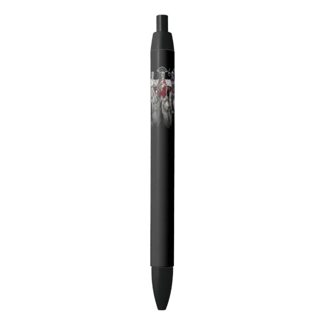 Three knights black ink pen (Front Vertical)