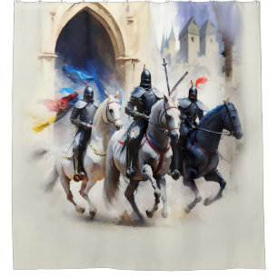 Three Knights Ride Out - The Quest Shower Curtain