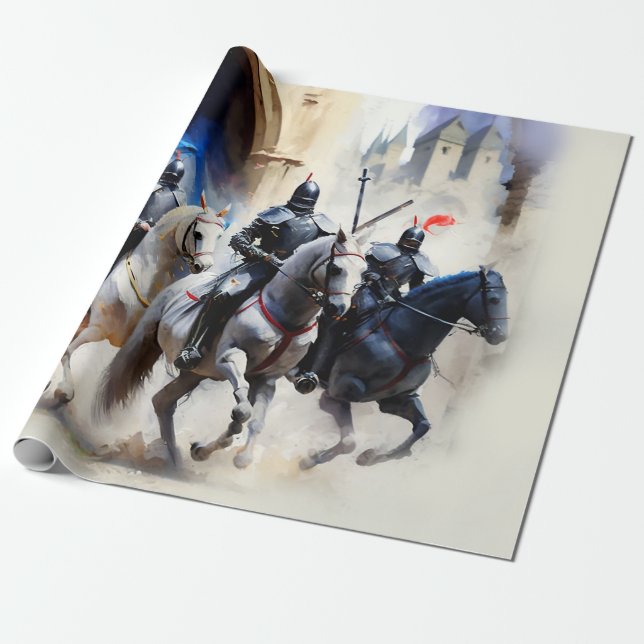 Three Knights Ride Out - The Quest   Wrapping Paper (Unrolled)