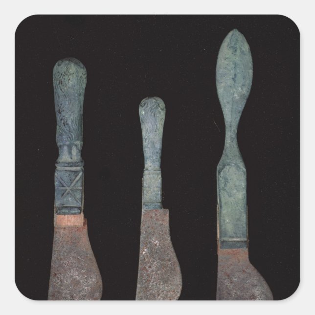 Three Knives from Pompeii, Roman, c.100 BC-79 AD Square Sticker (Front)