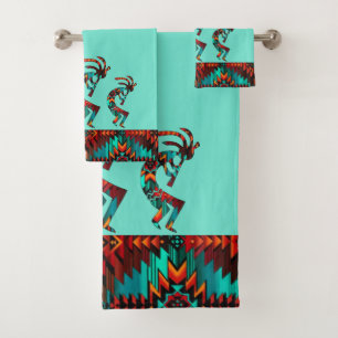 Three Kokopelli Playing The Flute Bath Towel Set