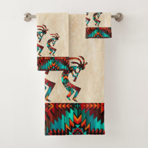 Three Kokopelli Playing The Flute Bath Towel Set