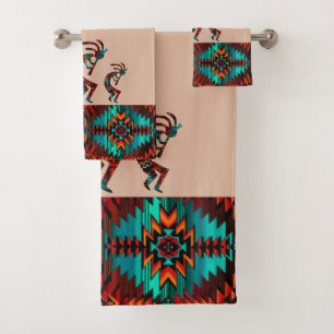 Three Kokopelli Playing The Flute Bath Towel Set