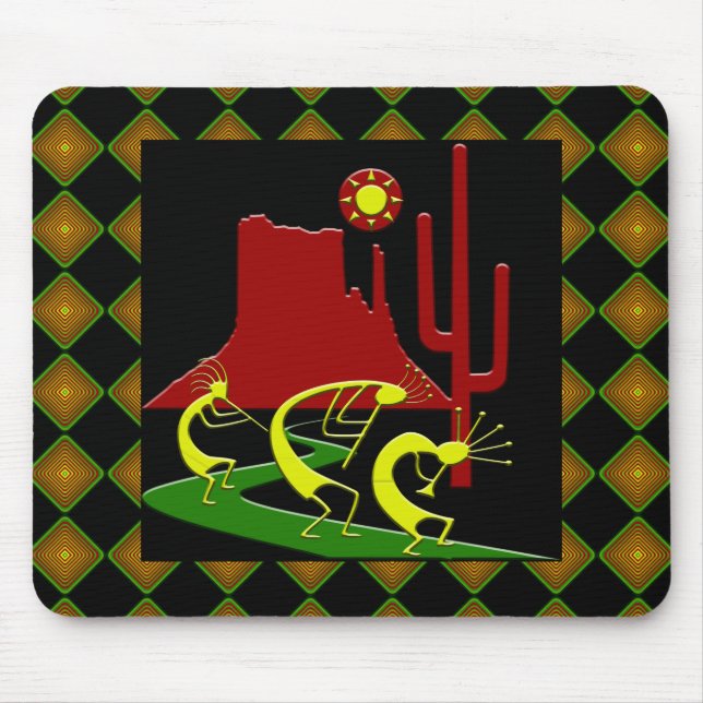Three Kokopellis on the Koad Mouse Pad (Front)