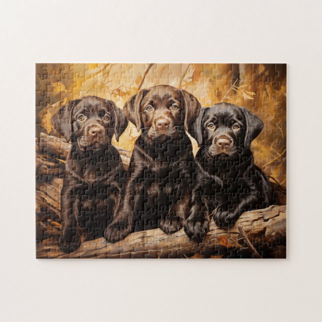 Three labrador puppies jigsaw puzzle (Horizontal)