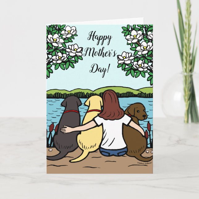 Three Labradors and Mum Mother's Day Card (Front)