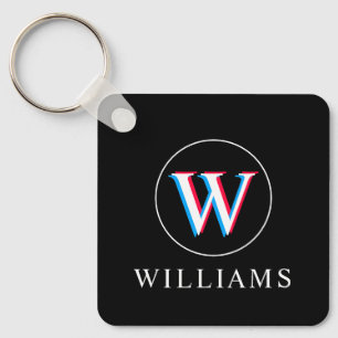 Three Layer Colours Monogram Black Key Ring