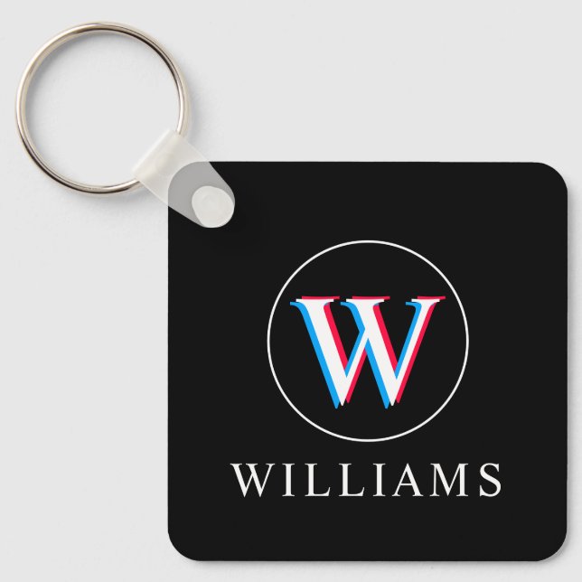Three Layer Colours Monogram Black Key Ring (Front)