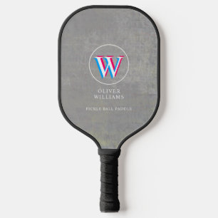 Three Layers Initial W (editable) Aged Grey Pickleball Paddle
