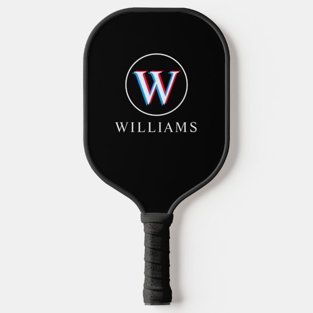 Three Layers Logo Monogram Black Pickleball Paddle (Front)