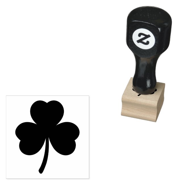 Three Leaf Clover Personalized Wooden Rubber Stamp (Stamped)